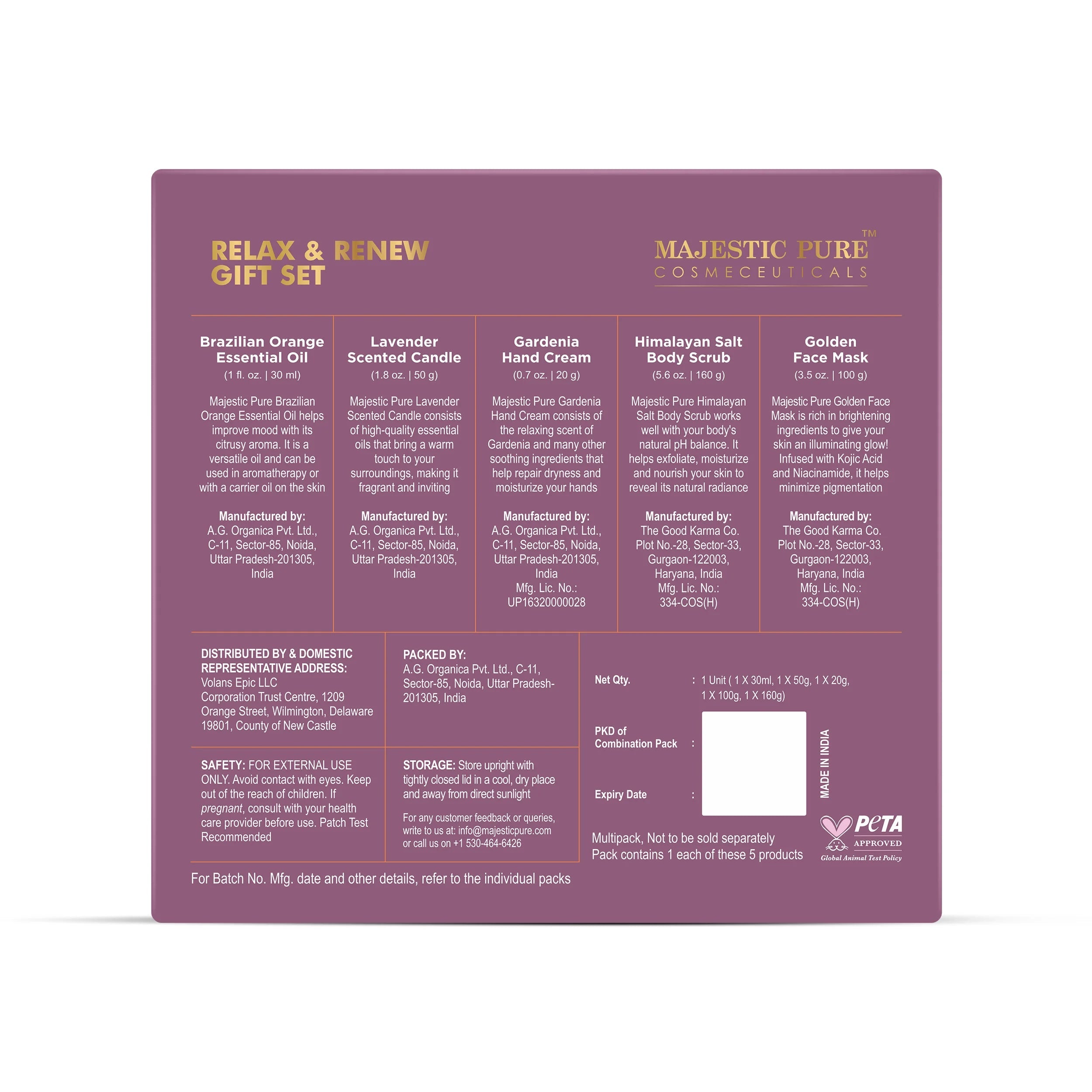Majestic Pure Gift Set para el autocuidado y el cuidado personal